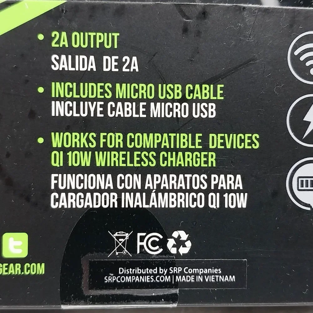 Pugs Wireless Charging Pad 2A Output Black & White New‎ With Box #1332